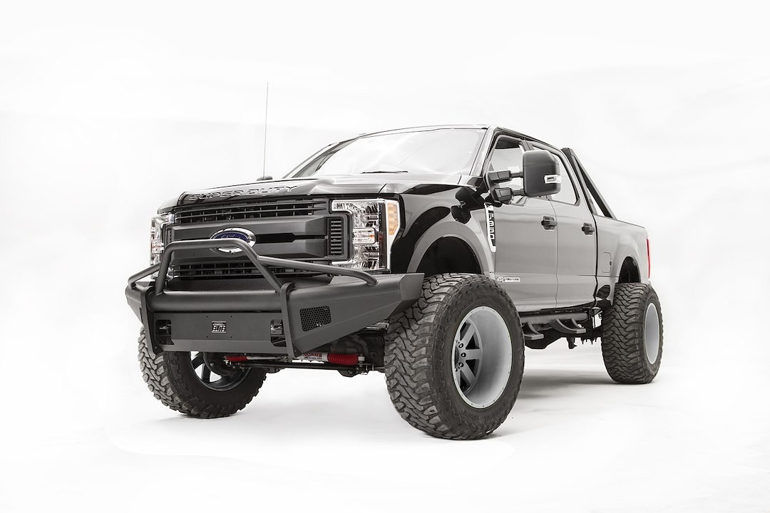 Fab Fours Bumper, Black Steel Elite, One Piece Design, Mounting Hardware Included, With Pre-Runner Guard, Without Winch Mount – FS17-Q4162-1