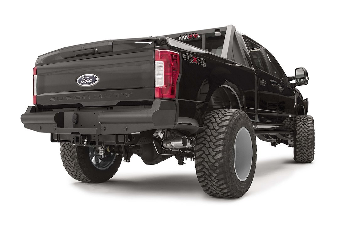 Fab Fours Bumper, Black Steel Elite, One Piece Design, Mounting Hardware Included, Compatible with OEM Receiver Hitch – FS17-U4150-1