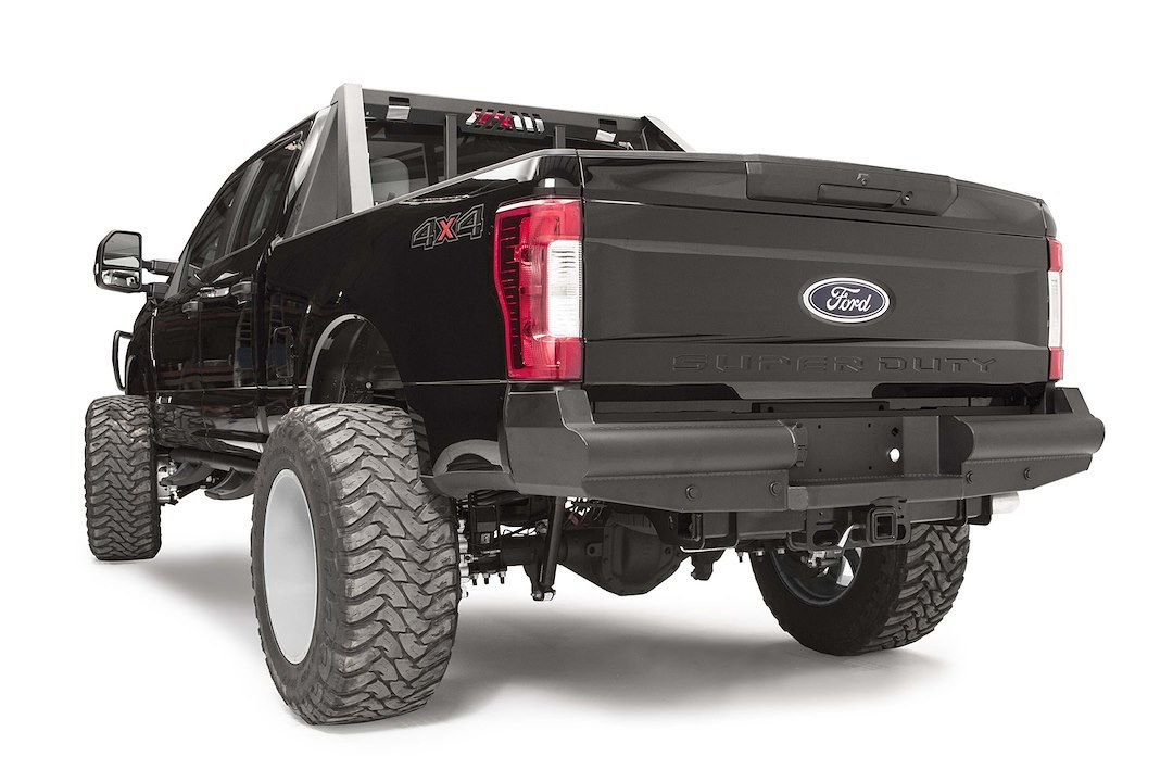 Fab Fours Bumper, Black Steel Elite, One Piece Design, Mounting Hardware Included, Compatible with OEM Receiver Hitch – FS17-U4150-1