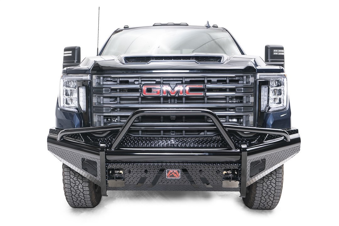 Fab Fours Bumper, Black Steel, One Piece Design, Mounting Hardware Included, With Pre-Runner Guard, Without Winch Mount – GM20-S5062-1