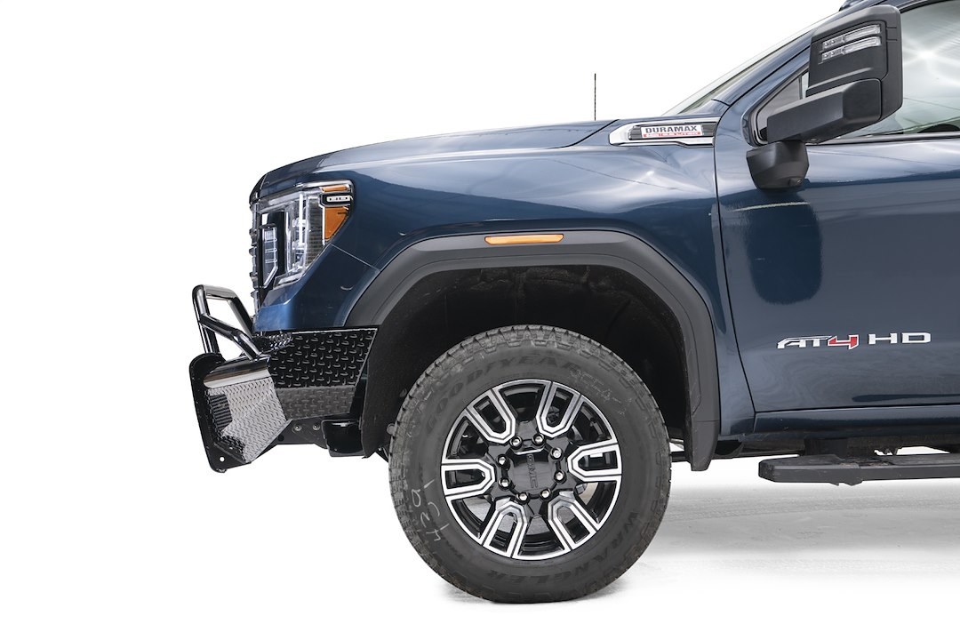 Fab Fours Bumper, Black Steel, One Piece Design, Mounting Hardware Included, With Pre-Runner Guard, Without Winch Mount – GM20-S5062-1