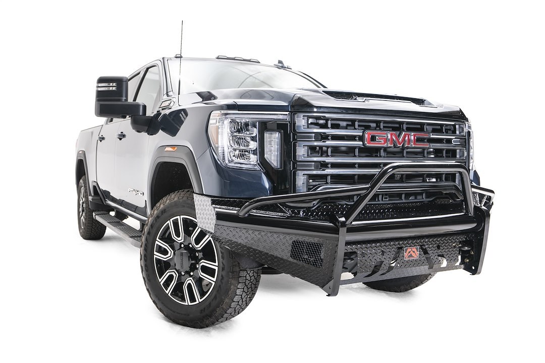 Fab Fours Bumper, Black Steel, One Piece Design, Mounting Hardware Included, With Pre-Runner Guard, Without Winch Mount – GM20-S5062-1