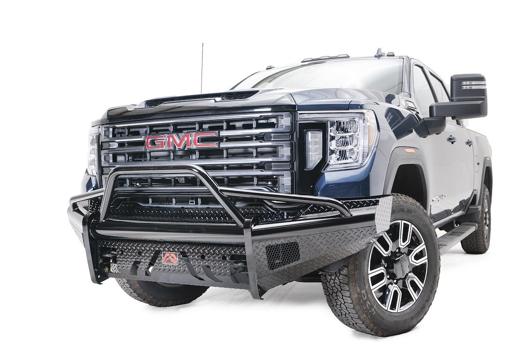 Fab Fours Bumper, Black Steel, One Piece Design, Mounting Hardware Included, With Pre-Runner Guard, Without Winch Mount – GM20-S5062-1