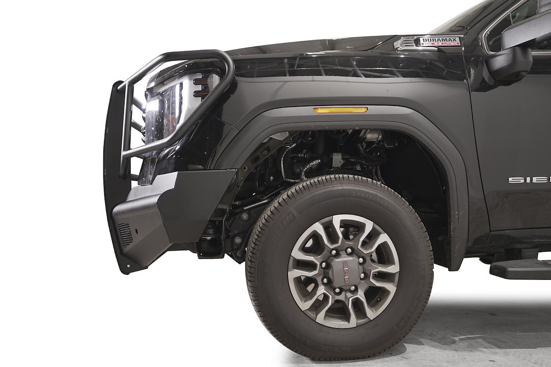 Fab Fours Bumper, Elite, One Piece Design, Mounting Hardware Included, Without Grille Guard, With Bolt-On Tow Hooks – GM24-Q6261-1