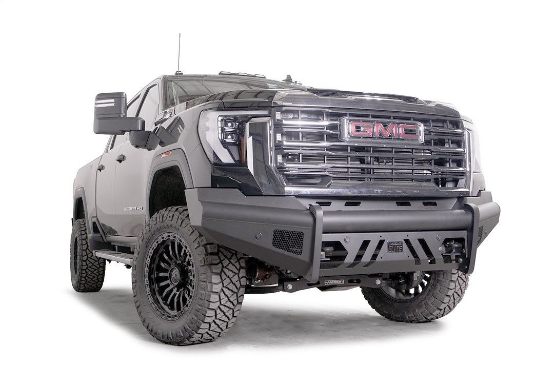 Fab Fours Bumper, Elite, One Piece Design, Mounting Hardware Included, Without Grille Guard, With Bolt-On Tow Hooks – GM24-Q6261-1