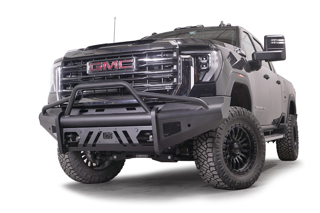 Fab Fours Bumper, Elite, One Piece Design, Mounting Hardware Included, With Pre-Runner Guard, With Bolt-On Tow Hooks – GM24-Q6262-1