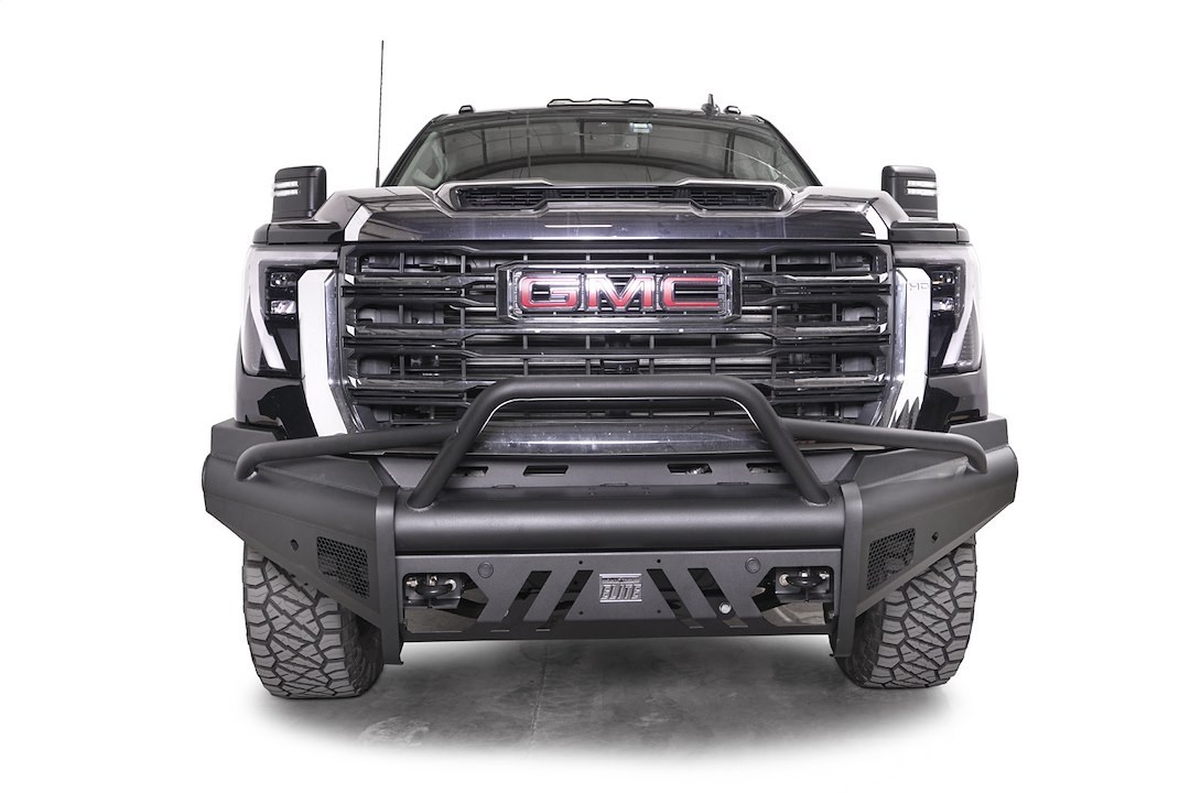 Fab Fours Bumper, Elite, One Piece Design, Mounting Hardware Included, With Pre-Runner Guard, With Bolt-On Tow Hooks – GM24-Q6262-1