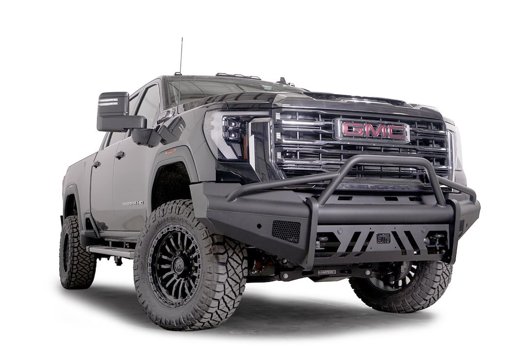 Fab Fours Bumper, Elite, One Piece Design, Mounting Hardware Included, With Pre-Runner Guard, With Bolt-On Tow Hooks – GM24-Q6262-1