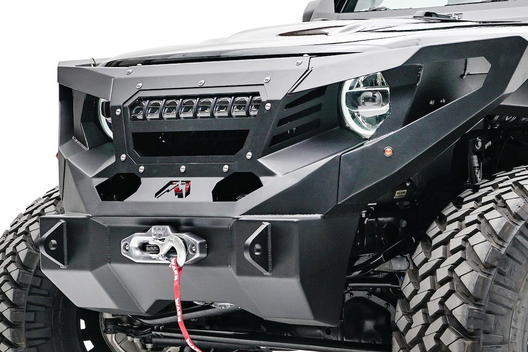 Fab Fours Light Bar Mounting Kit, Grumper, Mounts to Grumper Bumper, Mounts One 20 Inch Light Bar, Powder Coated Black Steel – GR4606-1