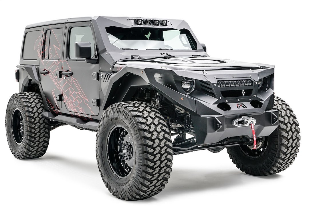 Fab Fours Light Bar Mounting Kit, Grumper, Mounts to Grumper Bumper, Mounts One 20 Inch Light Bar, Powder Coated Black Steel – GR4606-1