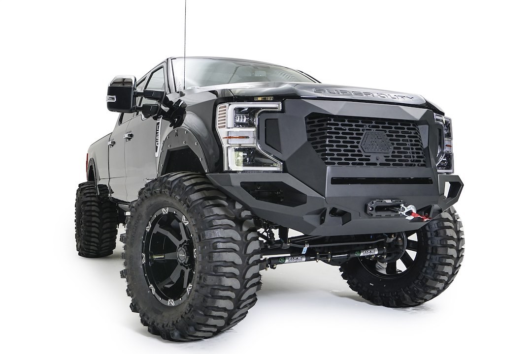 Fab Fours Bumper, Grumper, Modular Design, Mounting Hardware Included, With Internal Winch Mount for 12,000 Pound Warn Zeon Winch, Steel – GR4700-1