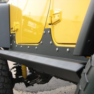 Fab Fours Rocker Panel Guard, Rock Slider, Flat, Painted, Black, Steel – JK07-G1250-1