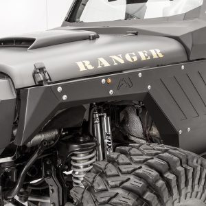 Fab Fours Fender, Armor System, Black Matte Powder Coated Steel, With LED Parking/ Turn Signal Light, Set of 2 – JK1000-1