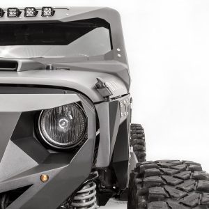 Fab Fours Fender, Armor System, Black Matte Powder Coated Steel, With LED Parking/ Turn Signal Light, Set of 2 – JK1000-1