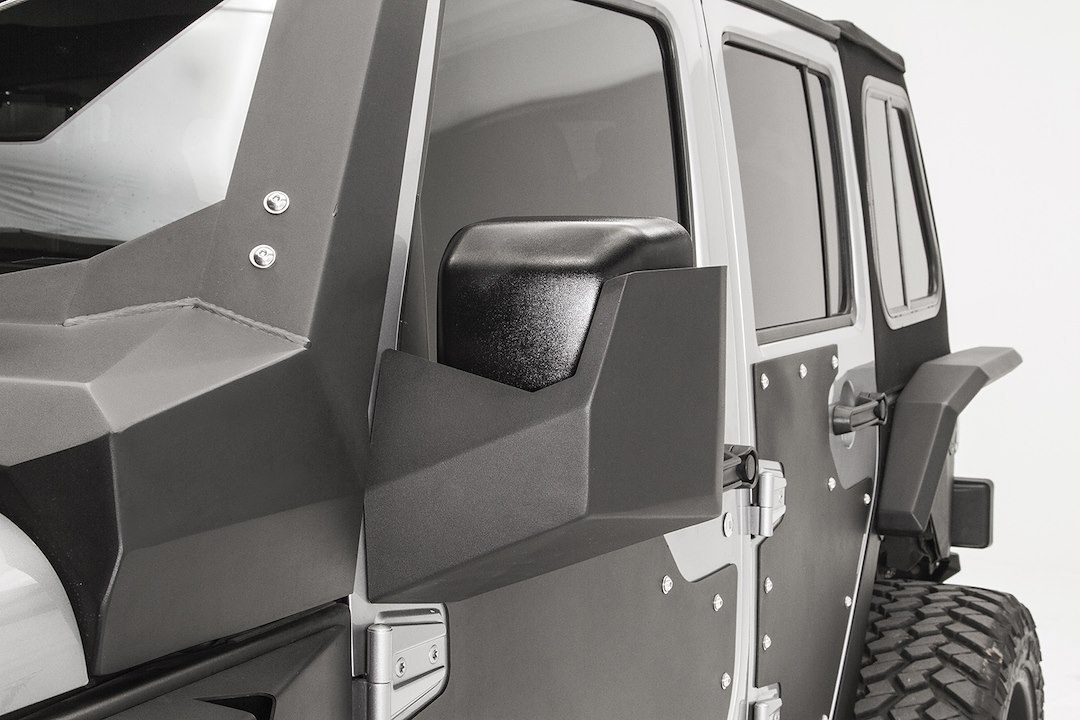 Fab Fours Exterior Mirror Cover, Armor System, Lower Half Cover, Powder Coated Black Steel, Set of 2 – JK3001-1