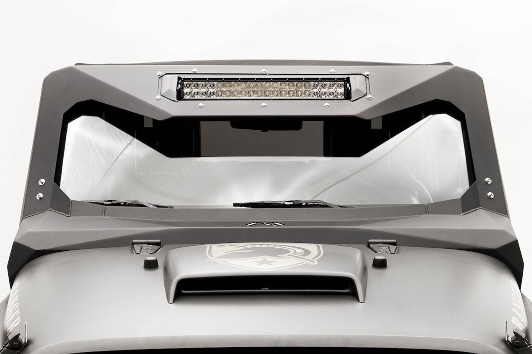 Fab Fours Light Bar Mounting Kit, Vicowl, Vicowl Mount, Mounts One 20 Inch Light Bar, Powder Coated, Matte Black, Steel – JK3022-1