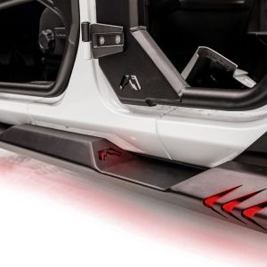 Fab Fours Rocker Panel Guard, Light Rock Slider, Flat, Painted, Black, Steel, Accommodates 3 Rigid Rock Lights Per Side – JL18-G1550-1