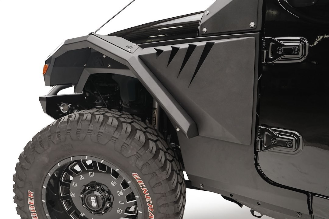 Fab Fours Fender Flare, Aggressive High Arching Style, 8 Inch Tire Coverage, Black Matte Powder Coated Steel, 14 Inch Flare Height – JL2006-1