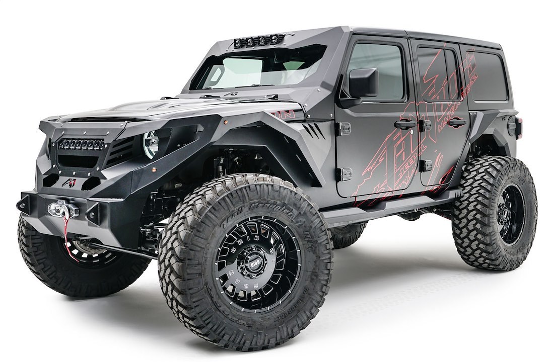 Fab Fours Fender, Grumper, Black Matte Powder Coated Steel, Set of 2, With Fender Flare and Gill Box – JL4600-1