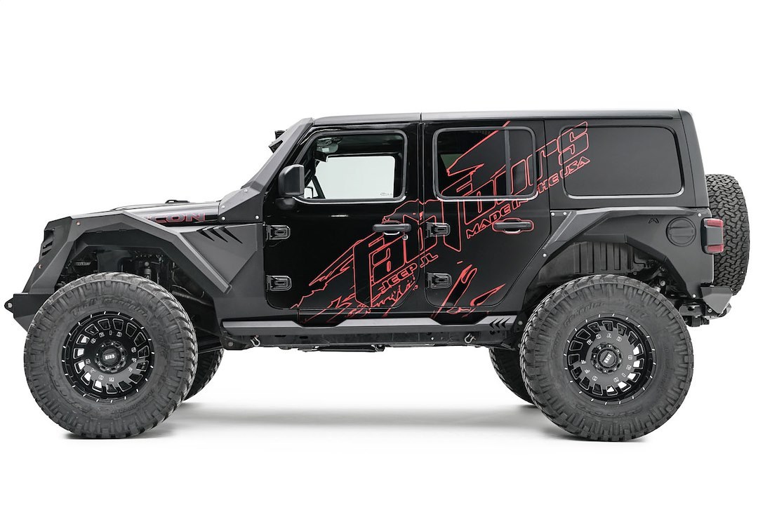 Fab Fours Fender, Grumper, Black Matte Powder Coated Steel, Set of 2, With Fender Flare and Gill Box – JL4600-1