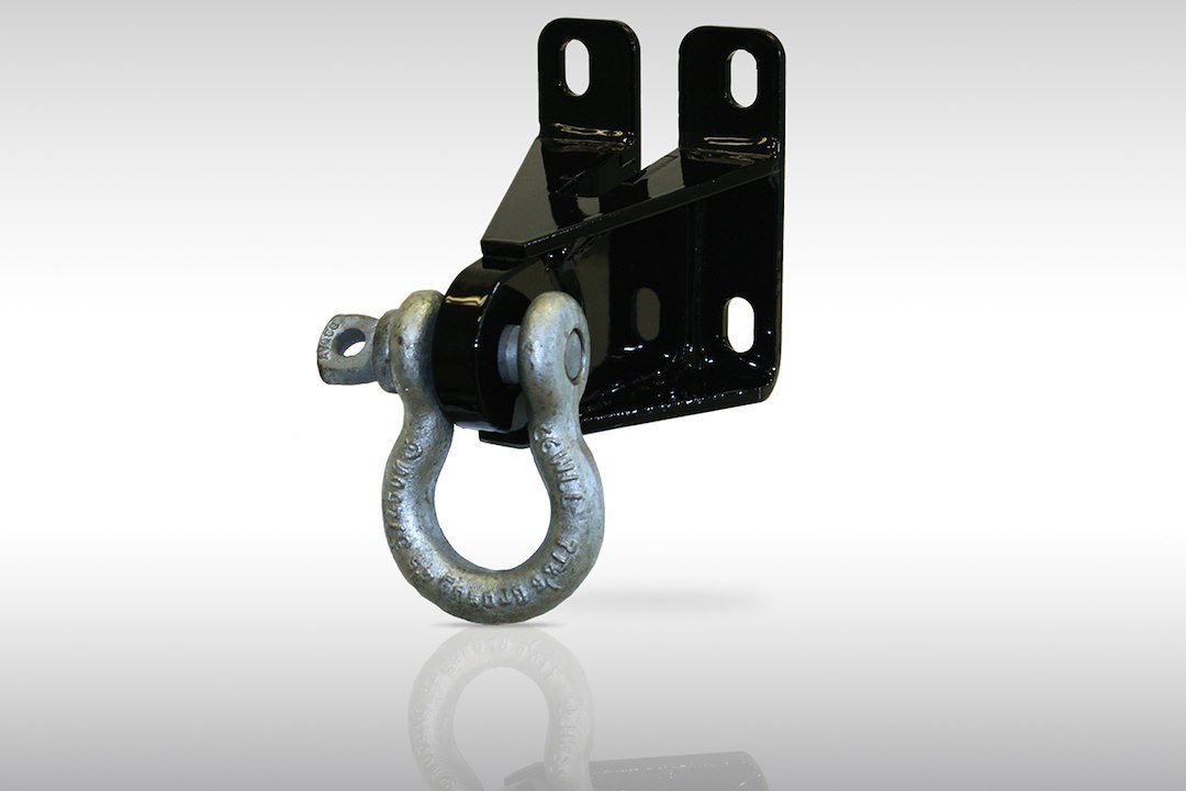 Fab Fours D-Ring Mount, Black Steel, Bolt-On Black Steel Bumper Mount, 3/4 Inch or 7/8 Inch Pin Size, Powder Coated, Without D-Ring – M1850-1