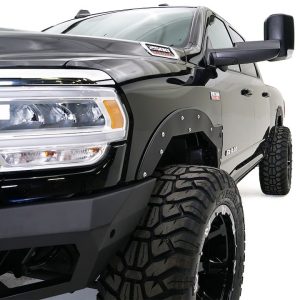 Fab Fours Fender, Open Fender System, Powder Coated, Black, 11 Gauge Steel, With Inner Fender, With Leveling Kit, Set of 4 – TF4400-1