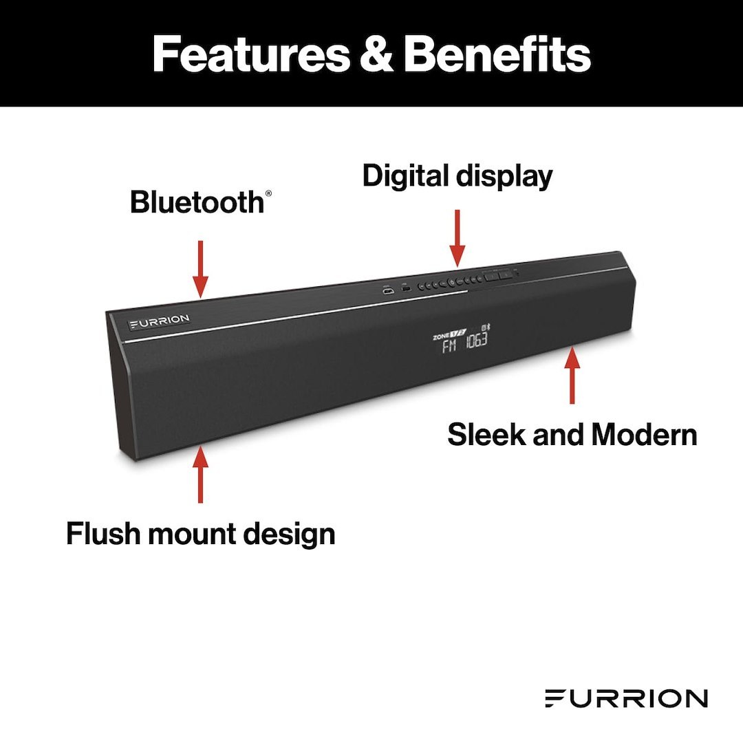 Furrion Speaker, Soundbar, 66 Watt Rms/ 70.5 Watt Maximum, 4 Ohm Impedance, 140 Hz Frequency Response, 88 Decibel Sensitivity – FSB2N25MC-BL