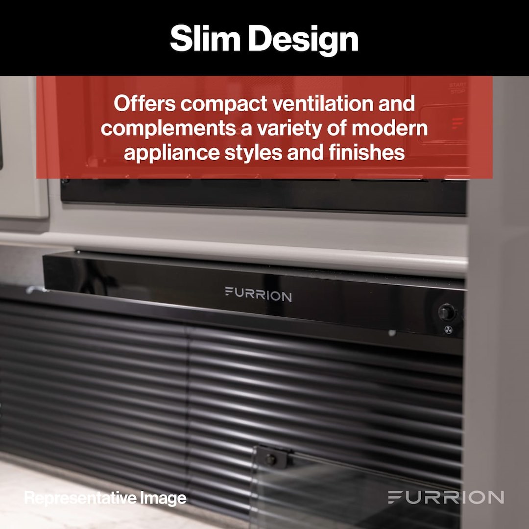 Furrion Stove Vent Hood, For 12 to 18 Inch Cabinet Depth, 23-1/2 Inch Width X 4-3/4 Inch Height X 17-3/4 Inch Depth, Ductless – FHO23SACRV-BL