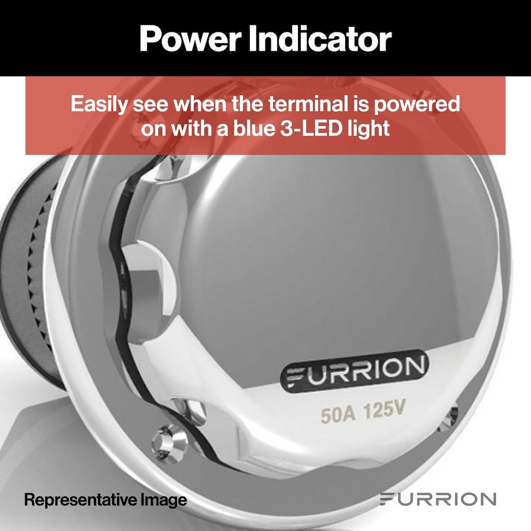 Furrion Power Inlet Port, Manual Power Disconnet, 50 Amp, 125/250 Volt AC, Round, Stainless Steel, With Retail Packaging – F52INS-SS
