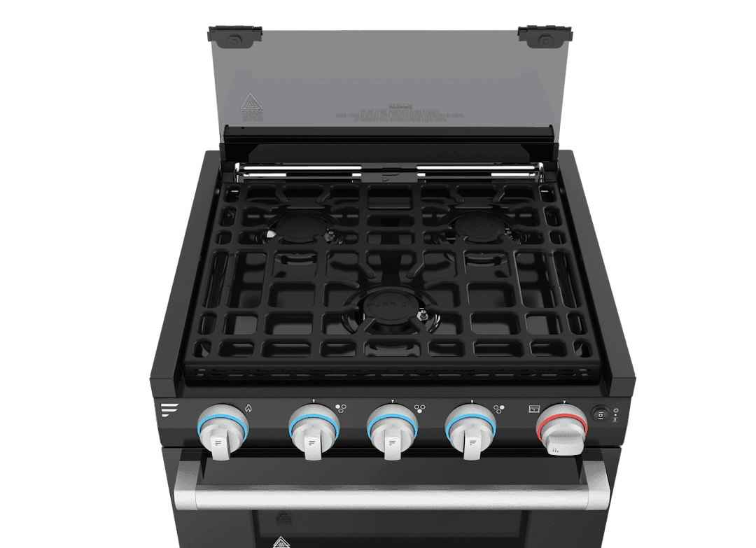 Furrion Stove, Range, Stainless Steel with Stainless Steel Handle/ Black Glass Door – F1S17L02A-SS