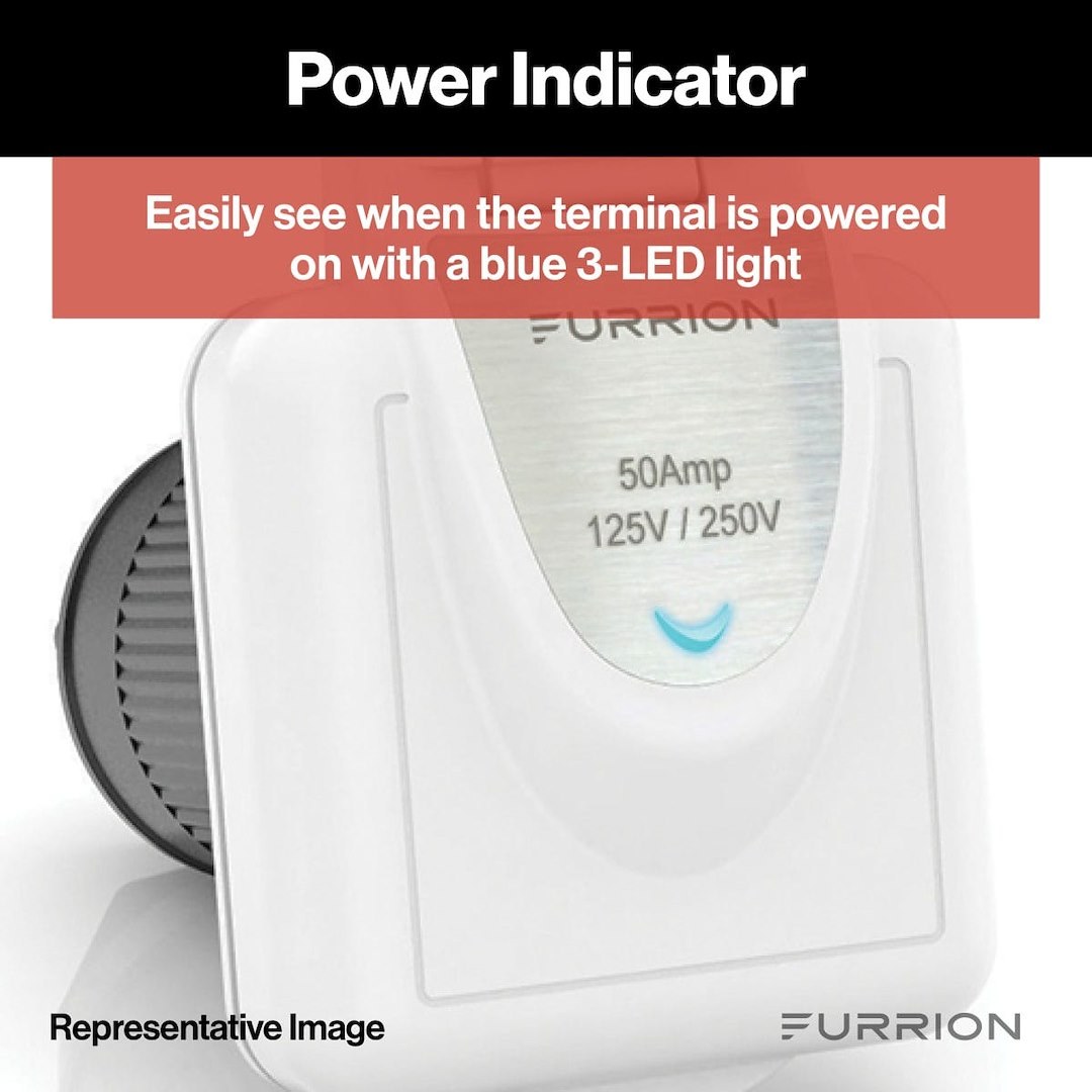 Furrion Power Inlet Port, Manual Power Disconnet, 50 Amp, 125/250 Volt AC, Square, White – F52INS-PS-AM