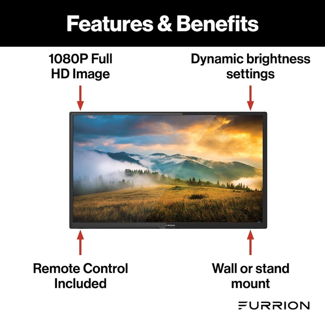 Furrion TV/ Television, 28 Inch, LED Display, 1366 X 768 HD Resolution, With Stand/ Optional Wall Mount Vesa 200x100mm, 100 to 240 Volt AC – FEHS28CAA