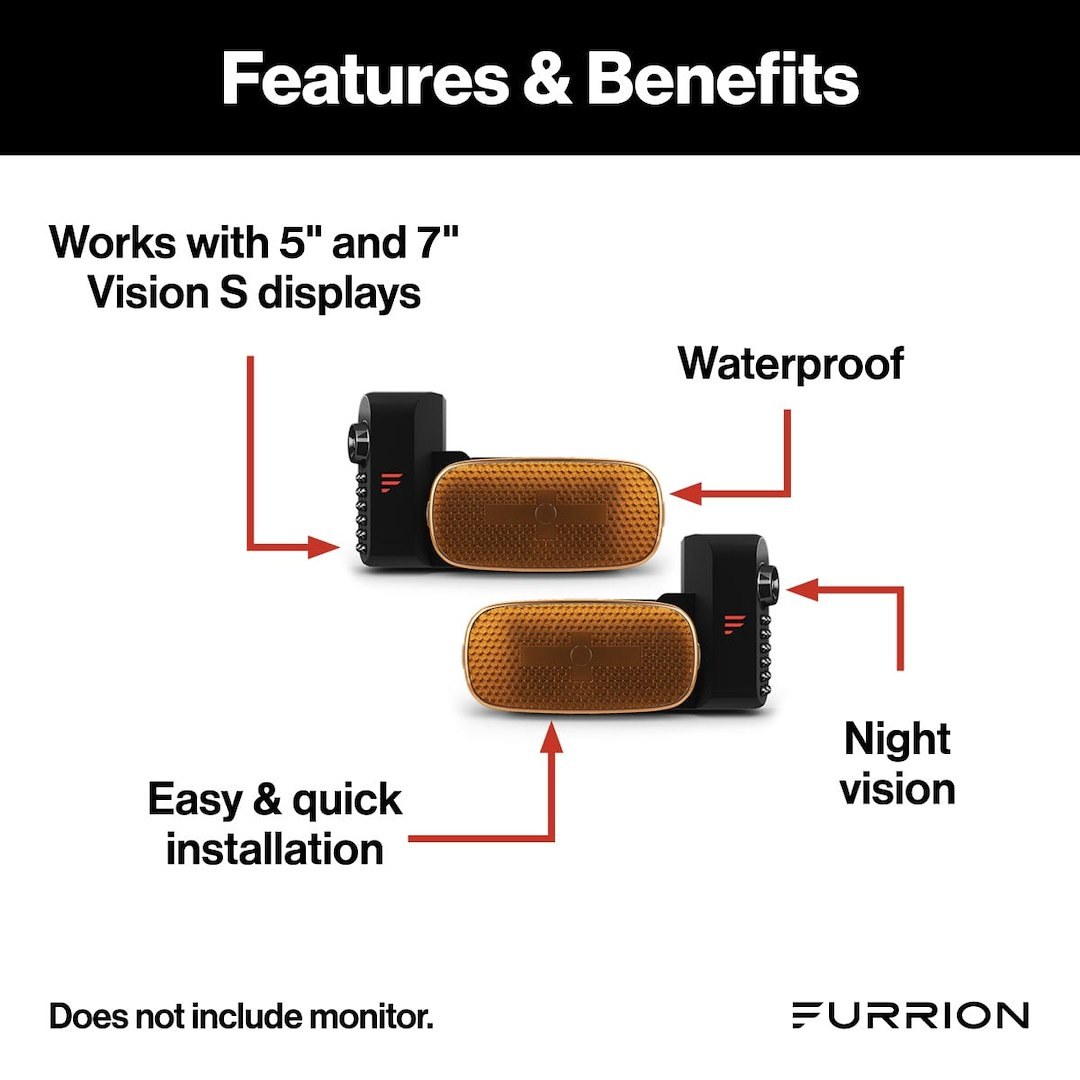 Furrion Backup Camera, Vision S, Mounts at the Side Marker Light, Left/ Right Side of the Vehicle, Display Sold Separately – FCE48TASH