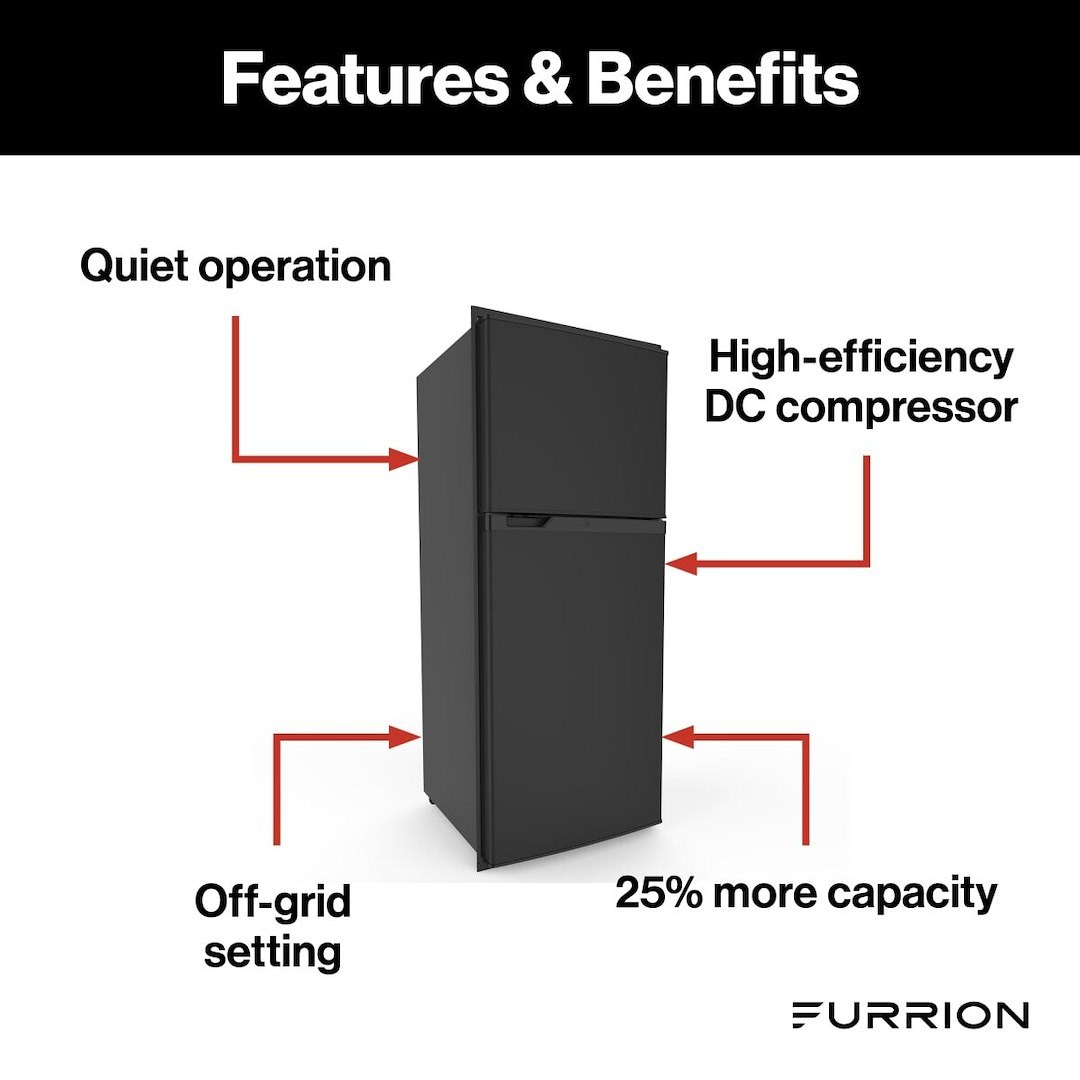 Furrion Refrigerator, Arctic™, Dual Compartment Refridgerator with Freezer, Permanent Bolt-IN – FCR10DCGTA-BL