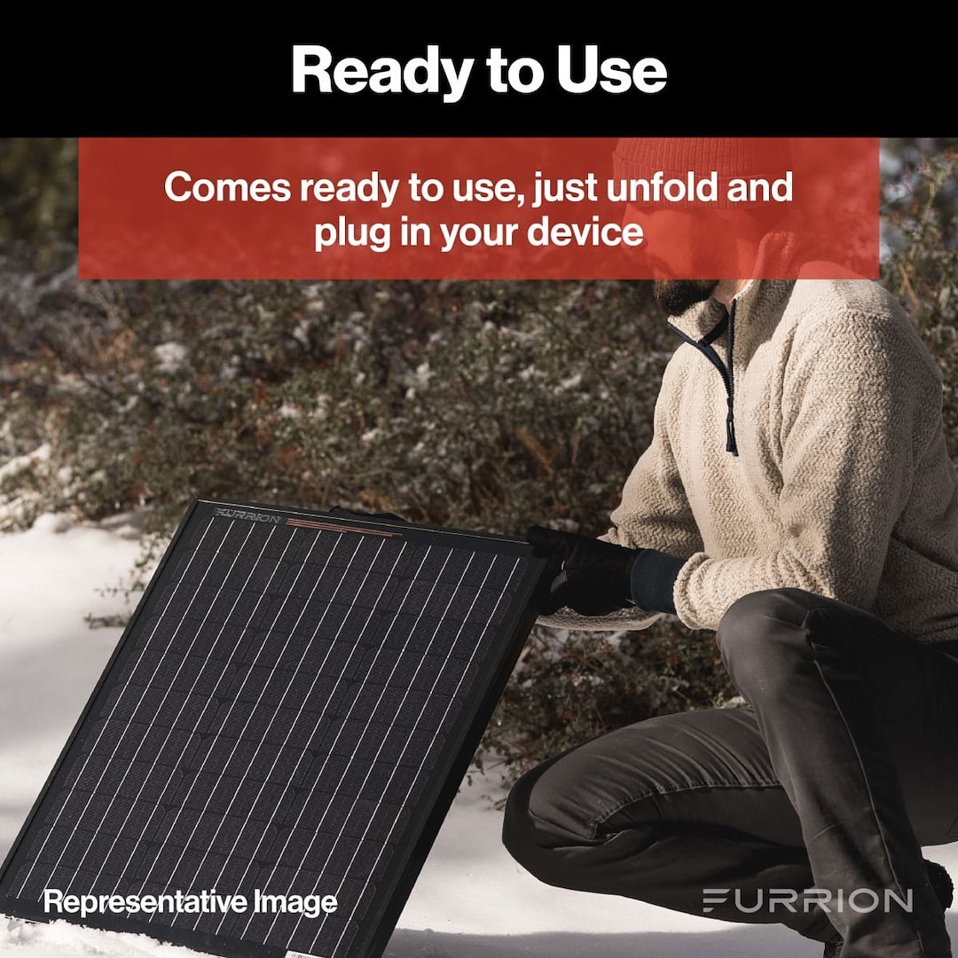Furrion Solar Panel, 100 Watt/ 5.9 Amp Charging Current, Monocrystalline, 26-3/8 Inch Length X 34-1/4 Inch Width X 1-3/8 Inch Depth – FSPK10MWT-BL