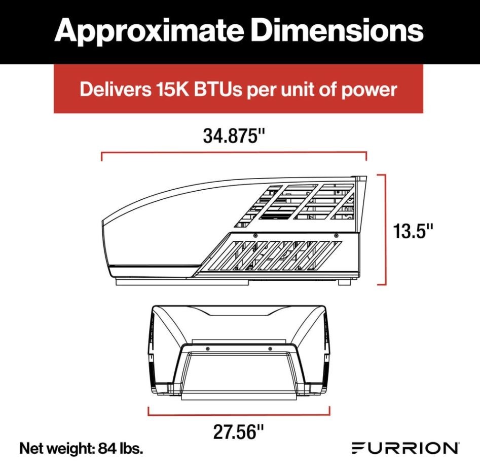 Furrion Air Conditioner, Furrion Chill ™ He, Fits 14 Inch X 14 Inch Vent Openings, 15000 Btu High Efficiency, Ducted or Non-Ducted – FACR15HESA-BL