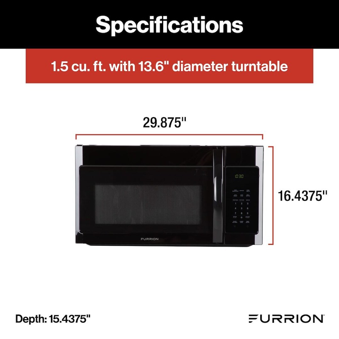 Furrion Microwave Oven, 1.5 Cubic Foot Capacity, 900 Watts Cooking Power/ 1500 Watts Input Power – FMCM15A-BL
