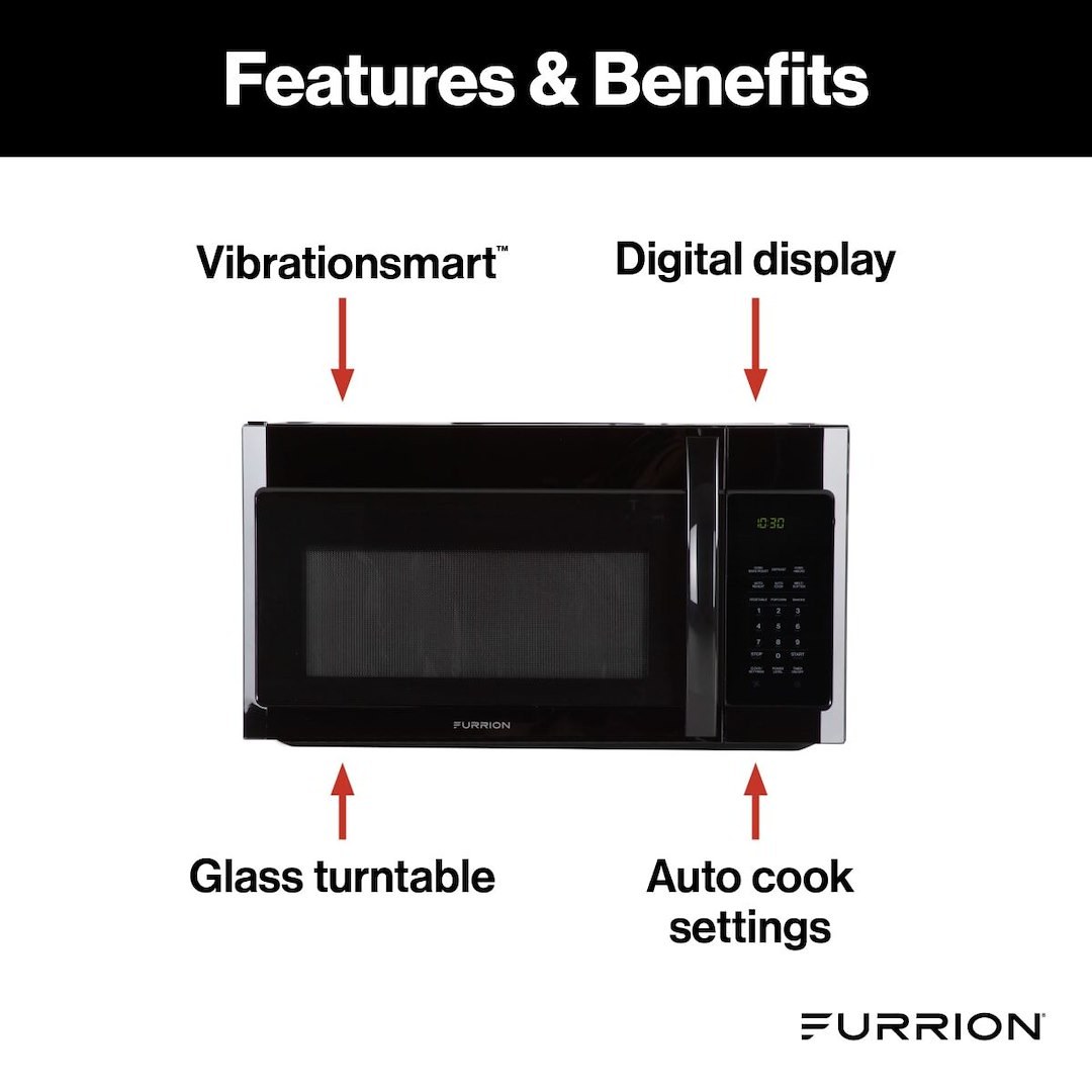 Furrion Microwave Oven, 1.5 Cubic Foot Capacity, 900 Watts Cooking Power/ 1500 Watts Input Power – FMCM15A-BL
