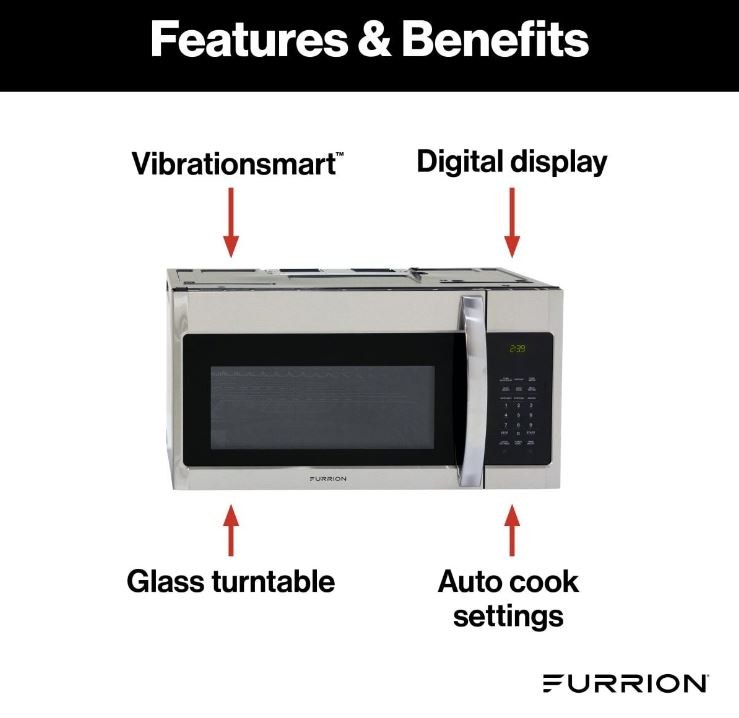 Furrion Microwave Oven, 1.5 Cubic Foot Capacity, 900 Watts Cooking Power/ 1500 Watts Input Power – FMCM15A-SS