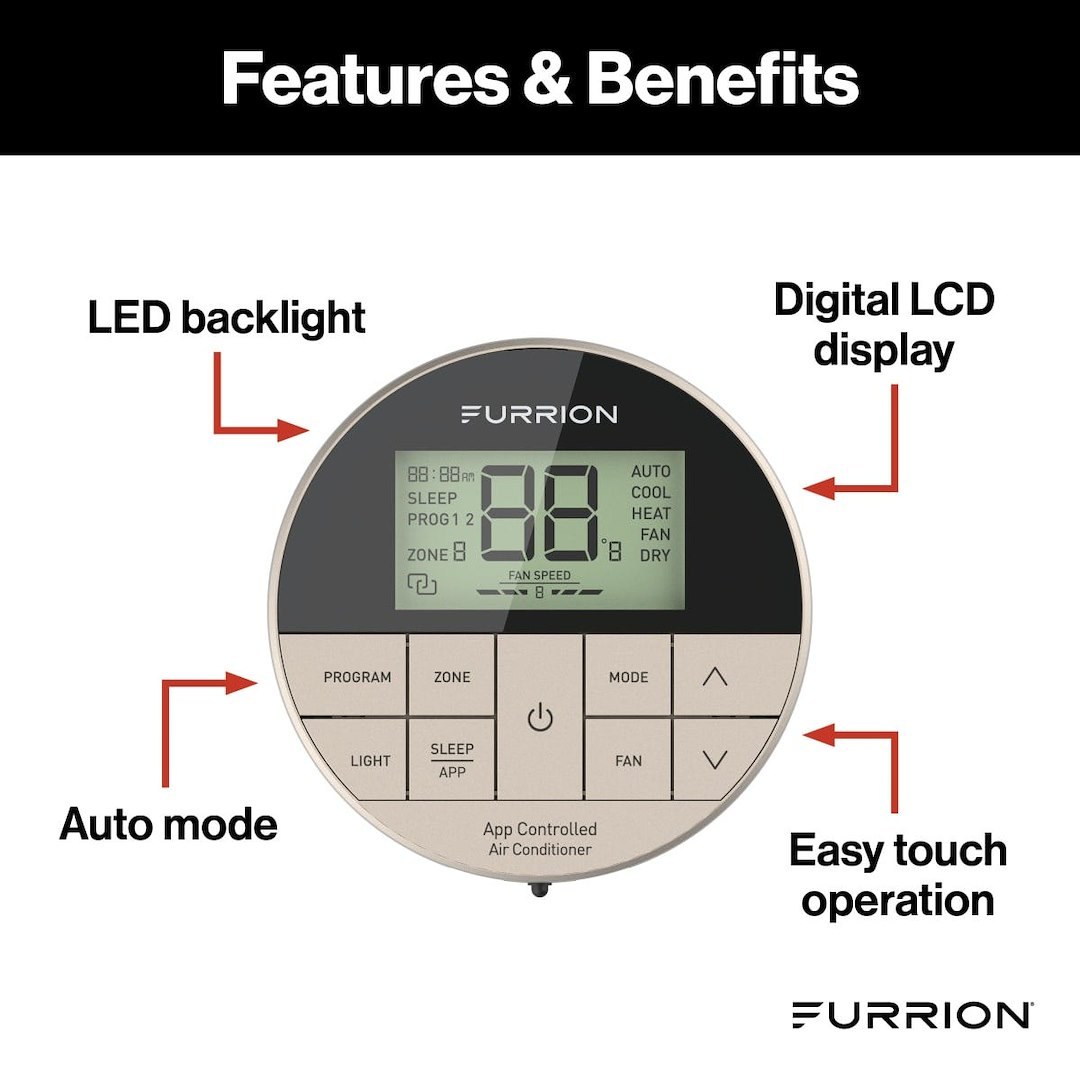 Furrion Wall Thermostat, Furrion Chill ™, Use with Furrion Chill ™ Air Conditioners, Multi Zone, Heat/ Cool – FACW12APZA