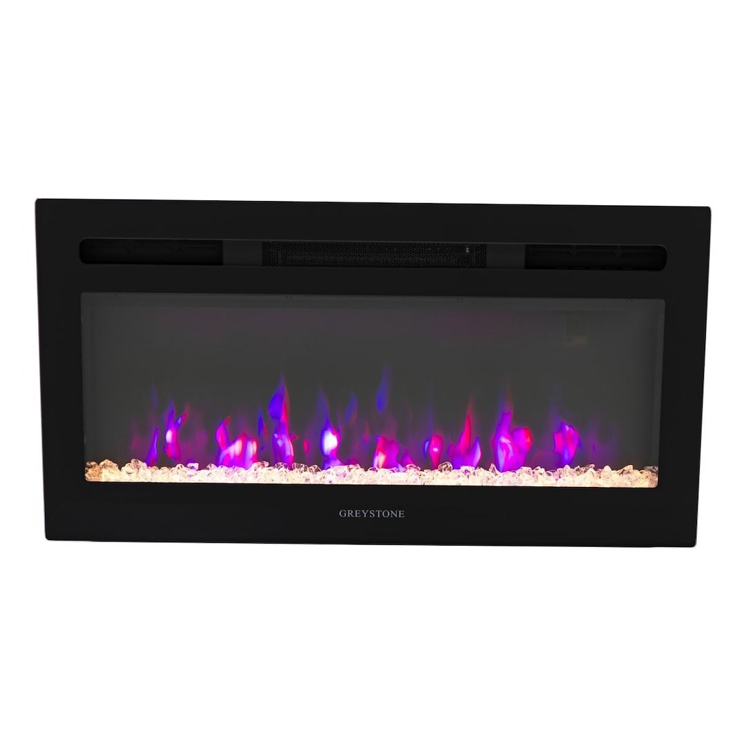Furrion Fireplace Insert, Greystone ®, Electric Fireplace with Crystal Log Set, 31 Inch Length Viewing Area, Plug-IN Mount, Non-Vented – F31-18A
