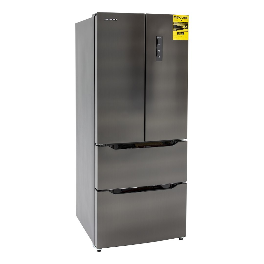 Furrion Refrigerator, Everchill, Three Compartment 4 Door Refrigerator with Freezer, Permanent Bolt-IN, 16.2 Cubic Foot – SRM-418CBG-E
