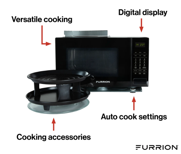 Furrion Microwave Oven, 0.9 Cubic Foot Capacity, 900 Watts Cooking Power/ 1450 Watts Input Power – FMAM09AC-BL