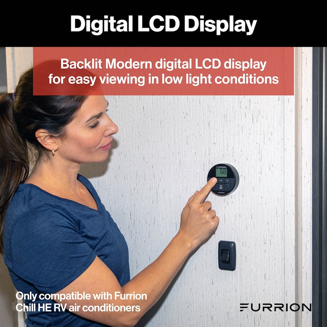Furrion Wall Thermostat, Furrion Chill ™ He, Use with Furrion Chill ™ He R32 Air Conditioners, Multi Zone, Heat/ Cool – FACW12ESZA2-BL-AM