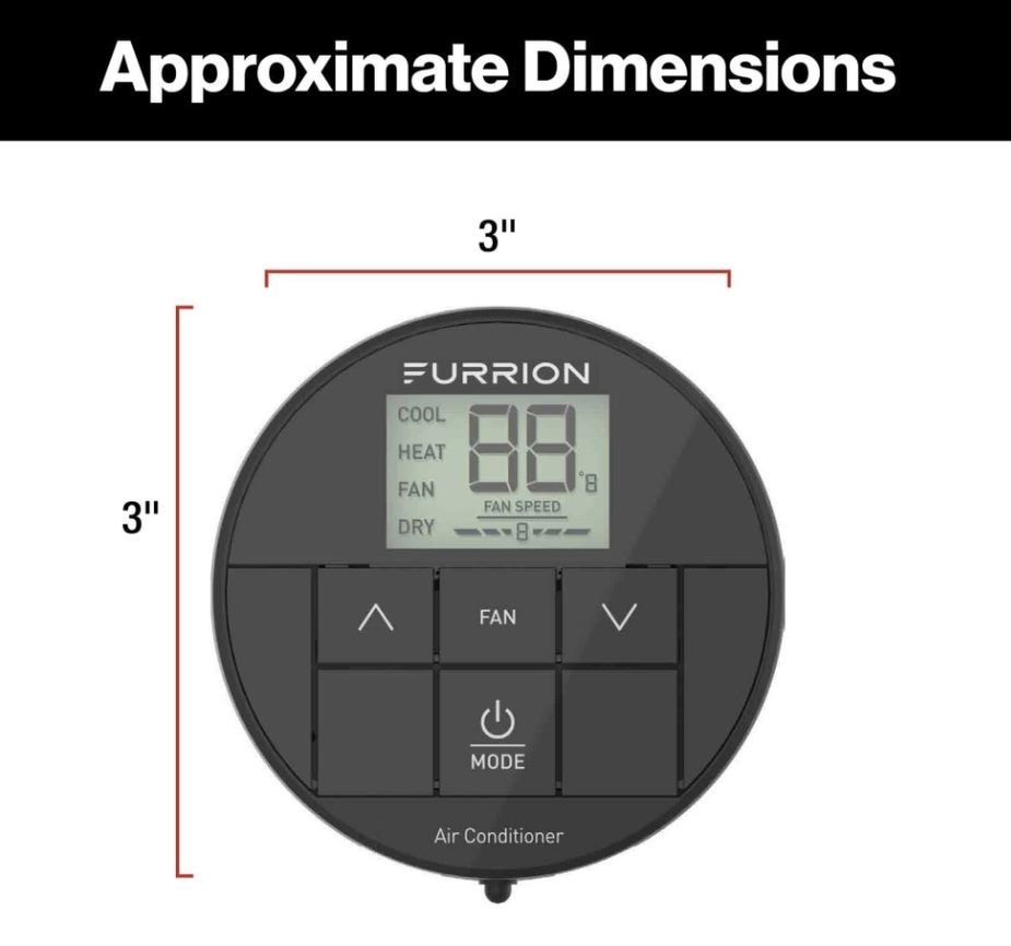 Furrion Wall Thermostat, Furrion Chill ™, Use with Furrion Chill ™ R32 Air Conditioners, Single Zone, Heat/ Cool, Programmable – FACW10ESSA2-BL-AM