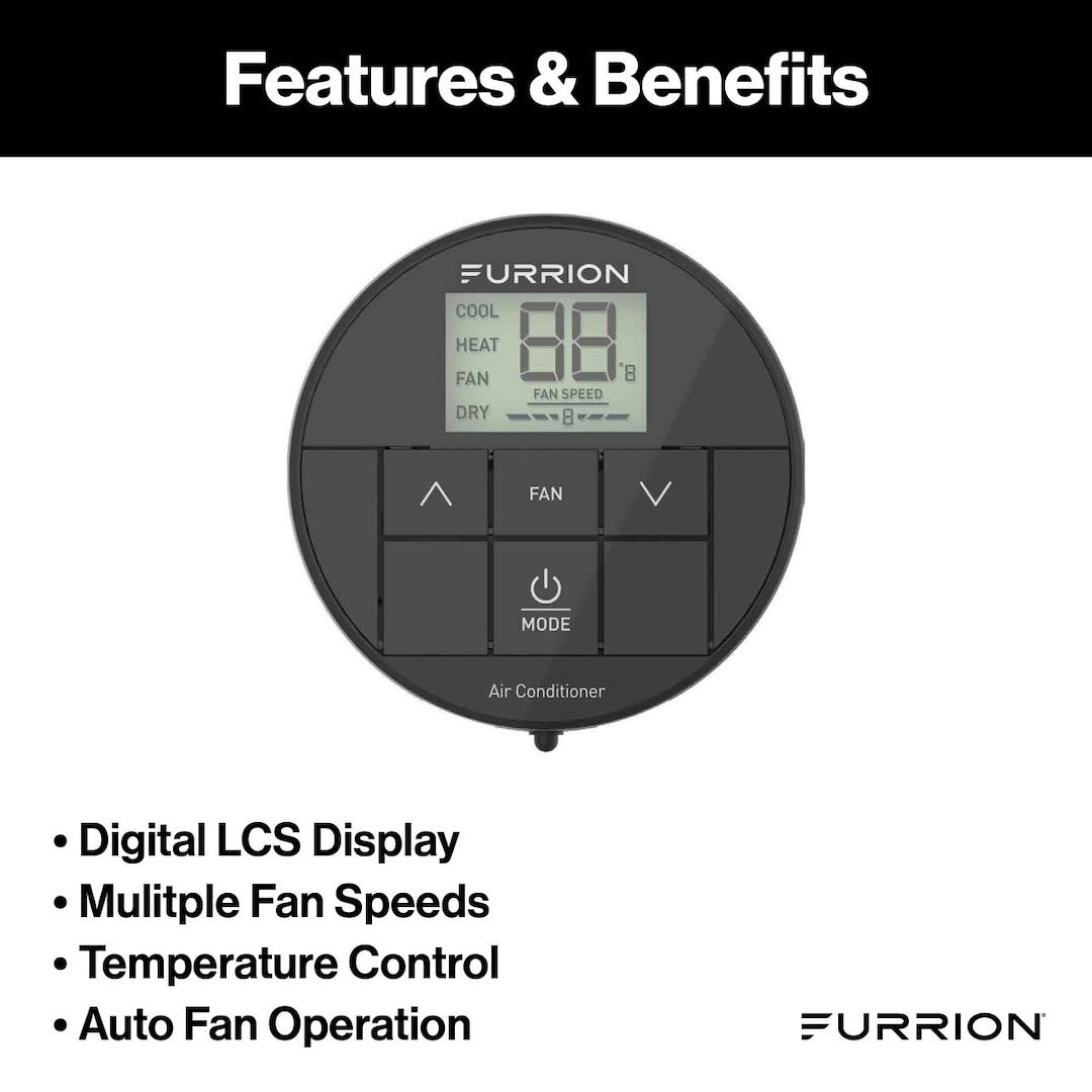 Furrion Wall Thermostat, Furrion Chill ™, Use with Furrion Chill ™ R32 Air Conditioners, Single Zone, Heat/ Cool, Programmable – FACW10ESSA2-BL-AM
