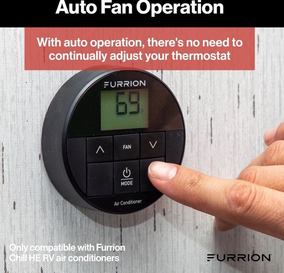 Furrion Wall Thermostat, Furrion Chill ™, Use with Furrion Chill ™ R32 Air Conditioners, Single Zone, Heat/ Cool, Programmable – FACW10ESSA2-BL-AM