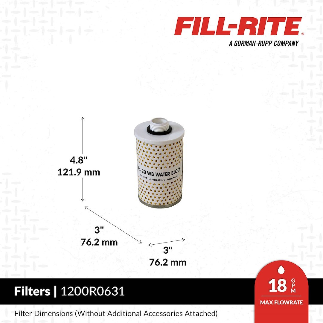 Fill Rite Liquid Transfer Tank Pump Filter, Clear Bowl, Water and Particulate Filter, Used with 1 Inch Pumps – F1810HC1