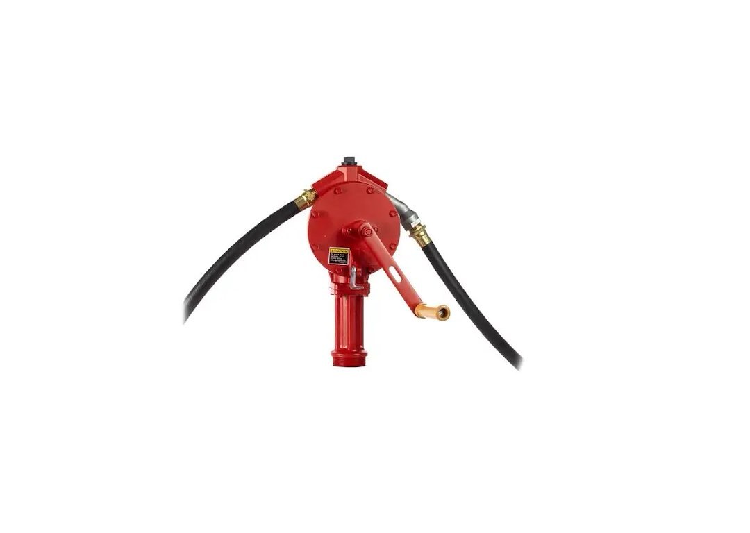 Fill Rite Dispensing Pump, Fits Drums/ Totes and Barrels, Use for Gasoline/ Diesel/ Light Oil/ Kerosene, 10 Gallons Per 100 Revolutions – FR112