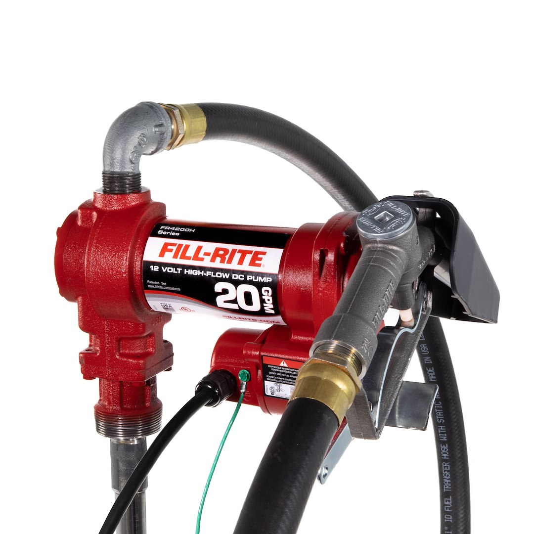Fill Rite Liquid Transfer Tank Pump, Diesel/ Gasoline/ Kerosene/ E15/ Biodiesel Up to B20, Electric, 12 Volt DC, 20 Gallons Per Minute – FR4210H